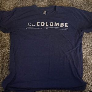 La colombe coffee tshirt-heathered navy color